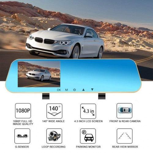 4.3 Inch Screen HD Dual DVR Lens Camera Rearview Mirror Dash Cam - Toytexx 4.3 Inch Screen HD Dual DVR Lens Camera Rearview Mirror Dash Cam - Toytexx